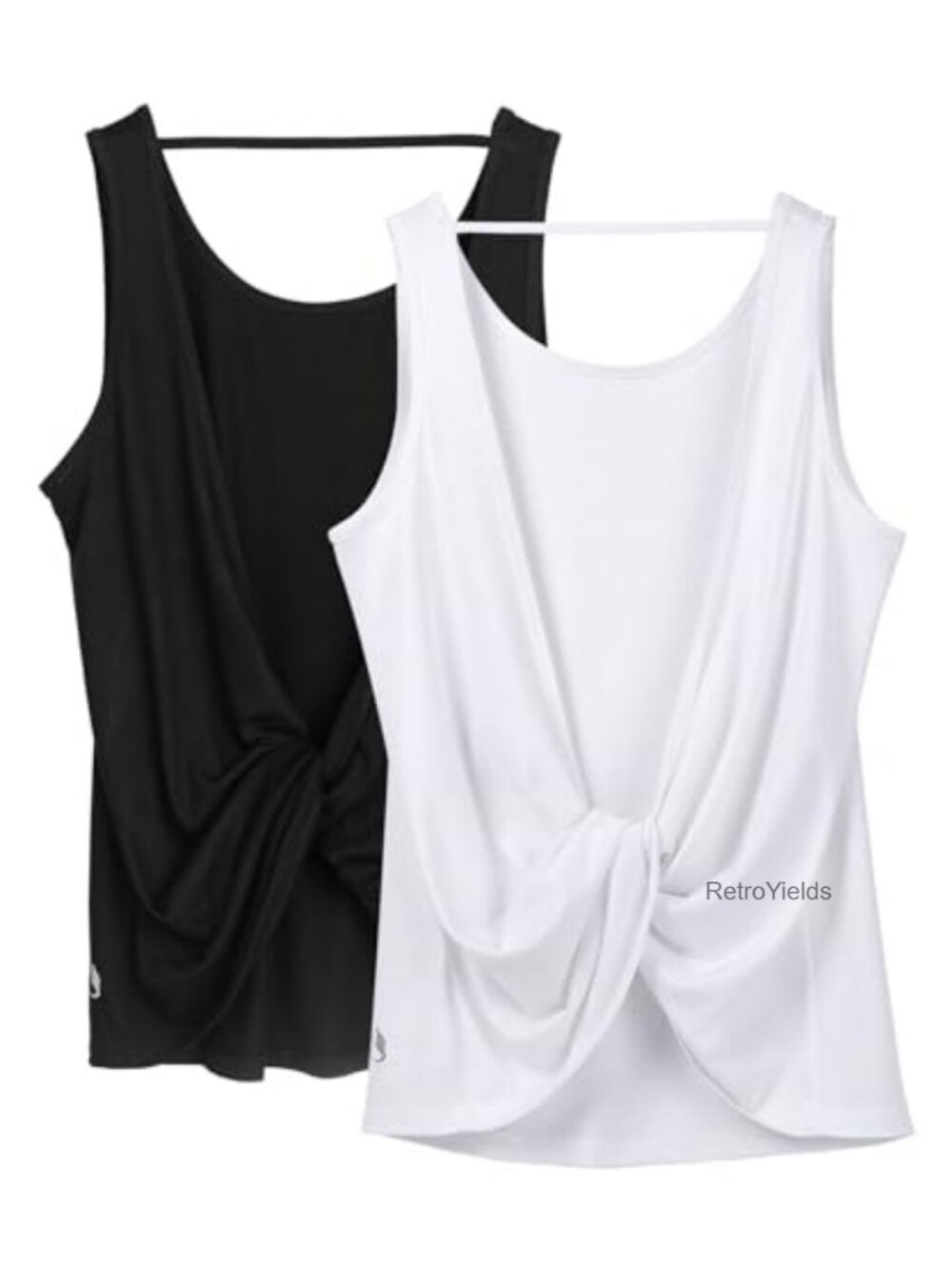 Open Back Twist Knot Athletic Tank Top Sleeveless Running Gym Yoga
